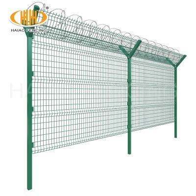 China Easily Assembled Cheap Metal PVC Coated Barrier Panel With Barb Wire For Airport for sale