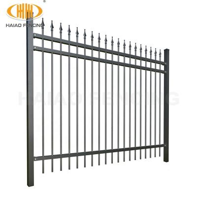 China Easily Assembled Haiao Fencing Spearhead Iron Fence Panels Black Tubular Metal Fence for sale