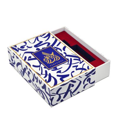 China Recycled Luxury Materials Custom Logo Perfume Packaging Paper Box Small Liquor Bottle Hot Stamping Box for sale