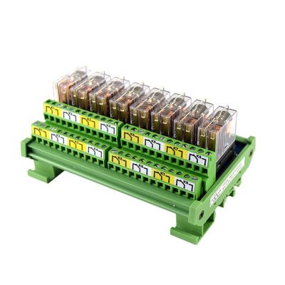 China Huaqingjun Sealed Customizable 8-Channel DPDT Omron Relay Module 24VDC G2R-2 5A Electromagnetic Relay Isolation Board For PLC for sale