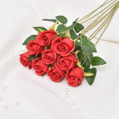 China 2022 New Colorful Artificial Beautiful Rose Cheap Red Silk Rose Artificial Flowers For Decoration for sale