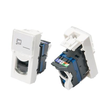 China 45*22.5 UTP CAT6 Single Gang Face Plate RJ45 Modular Jack for Durable Networking for sale