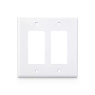 China Customized 2 Gang American Standard Plastic Cover Wall Plate for Single Dual Port Outlet for sale