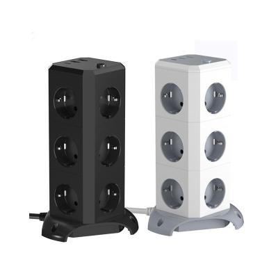 China 110-220V US Socket Multi Plug Tower Power Strip Extension with 10W Wireless Charging for sale