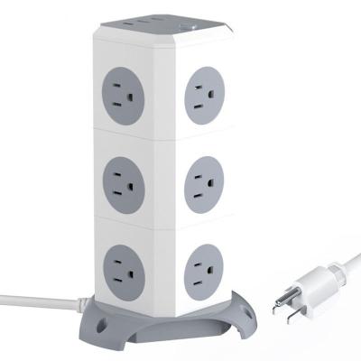 China 10A-16A Rated Current Tabletop Vertical Tower Extension Socket ExactCables US Standard for sale