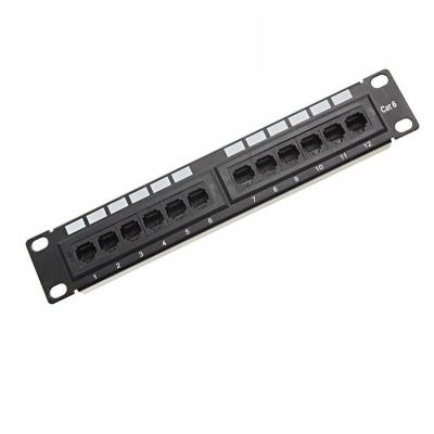 China 12 Port Cat 6 UTP Patch Panel for Network Server Rack Cabinet Compact and Space-Saving for sale