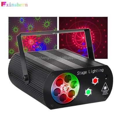 China Led Disco Light 2 in 1 Snowflake Led RG Laser Light Sound Activated With Remote Control LED Stage Strobe Lights for sale