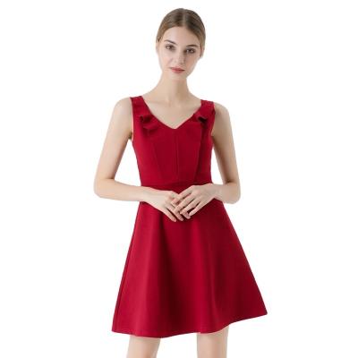 China Anti-Static Apparel Women Fashion V-Neck Sleeveless A-line Dressy Dresses For Plus Size Women for sale