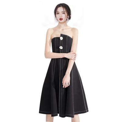 China Fashion Women Anti-static Elastic Off Shoulder Club Celebrity Formal Party Sleeveless Midi Dress for sale