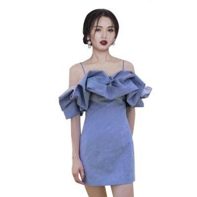 China New Fashion Anti-Static Backless Elegant Evening Women Dresses Sexy Ruffles Club Dress for sale