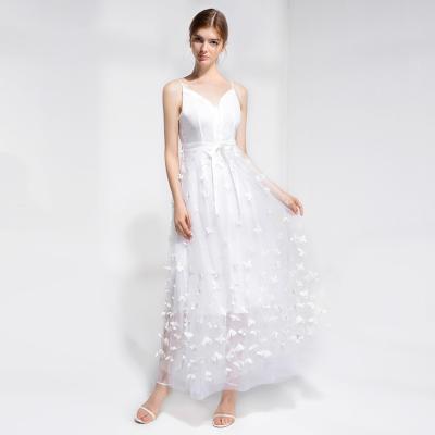 China 2019 New Anti-static Elegant Women Party Adjustable Strap Embroidered Even Long Dress Ladies Slim Wedding Dress for sale