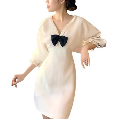 China 2020 New V-Neck Women's Party Bodycon Short Dress Sleeves Anti-Static Deep Slim Fit Dress for sale