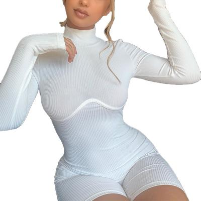 China 2020 New Arrival Anti-Wrinkle Turtle Neck One Piece Long Sleeve Woman Overalls Shorts Bodycon Overalls for sale