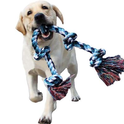 China Viable Dog Cotton Rope Toys For Chewers Aggressive Hard Rope Chew Toys For Large Medium Dog 3 Feet 5 Knots Indestructible for sale