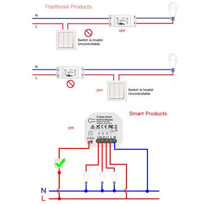 China Tuya MOES LED Switch Module Relay Switch Smart Home Tuya Smart System Tuya Smart Light Life Alexa MS-104C for sale