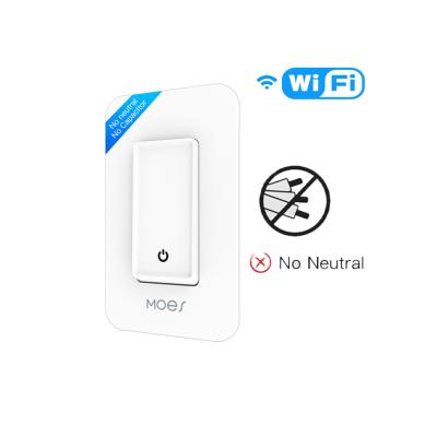 China Tuya Remote Control Switch No Neutral Wire No Capacitor Wifi Smart Home Automation Light Wall Switch Smartlife Acho Google Home WS-US-L for sale