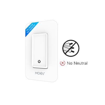 China Wifi Push Button Switch No Neutral Wire No Smart Live Alexa WS-US-L US Only Live Wire Required Capacitor Tuya Switch Single Pole for sale