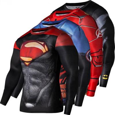 China Manufacturer Rash Guard Men Long Sleeves 3d Breathable Sportswear Printing Sublimation Compression T-Shirt for sale