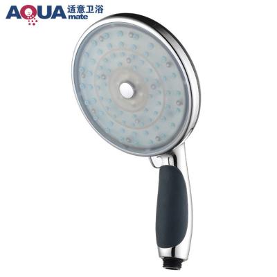 China With OEM Custom Logo Chrome Transparent Clear Clear Water Handheld Shower Head Temperature Feeling Color Changing LED Shower Head for sale