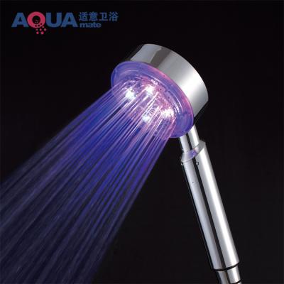 China No Needles Dongguan Fancy ABS Chrome Rain Handheld Shower Head Bathroom Rainfall 7 Color Temperature Change LED Small Shower Head for sale