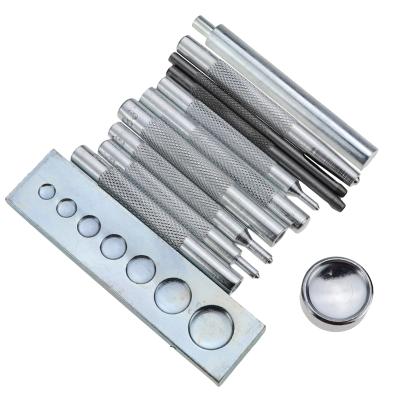 China 12pcs/set DIY Metal Craft Leather Tool Kit Die Punch Snaps Snaps Rivet Setter Basic Kit SHKGJ for sale