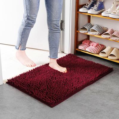 China Hot Selling Bathroom Custom Thicken Chenille Bath Mat Bathroom Rug Carpet Floor Anti-Slip Door Protection Mat for sale