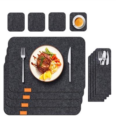 China Viable Set of 6 Wool Felt Dining Table Desk Mat Washable Custom Heat Resistant Place Mats for Dinner for sale