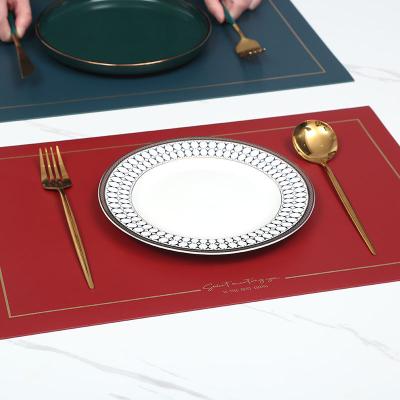 China Sustainable Rectangular Leather Dining Place Mat Table Mat Oil-Water-Proof And Heat-Insulating Household Table Coasters Kitchen Mat for sale