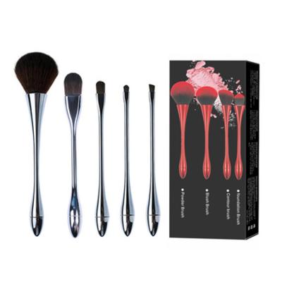 China Natural Smudge Brush Makeup Brush Set Logo Makeup Brushes 5 Pieces Makeup Brush Set for sale