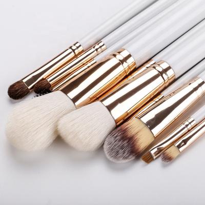 China Angular Blush White Makeup Brush Set 10pcs Goat Hair Makeup Brushes for sale