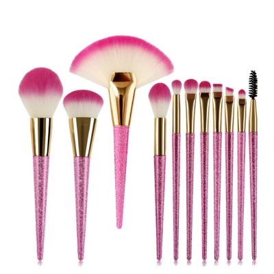 China Angular Blush Luxury Makeup Brush Set Rose Pink Makeup Brush Set for sale