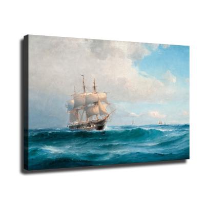 China Custom Wholesale Marine Oil Blue Artist Seascape Boat Painting Waterproof+ECO-Friendly Print Famous Abstract Landscape Canvas Browsing for sale