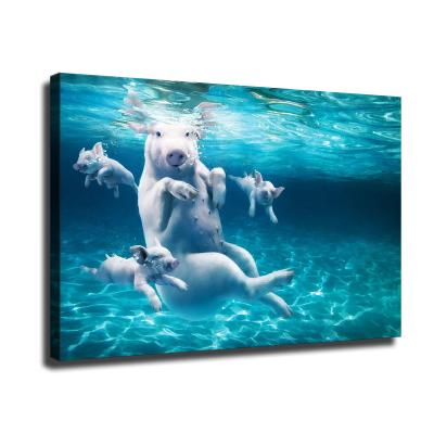 China Newly Designed Waterproof + Eco-friendly American Funny Pig Wall Art Canvas Oil Painting Living Room Home Decoration Animal for sale