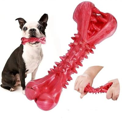 China Sustainable Durable Bone Shape Teeth Cleaning Stick Dog Rubber Chew Toy For Aggressive Chewers for sale