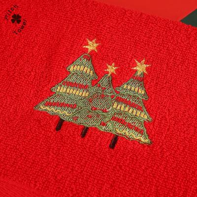 China Wholesale Christmas 100 Viable Peanuts Solid Dyed Christmas Towel 110g Single Towel 34*74cm Cotton Terry Towel 34*74cm for sale