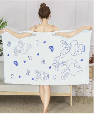 China Amazon Bath Towels Soft Printed Skirt and Wearable Girls Microfiber Towel Bath QUICK DRY Comfortable for sale