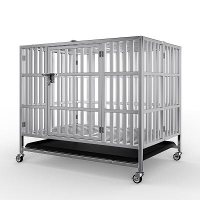 China Sustainable Collapsible Stainless Dog Cage Free Standing Dog Cages and Crates for sale