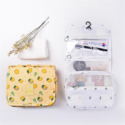 China Lady Wholesale Fashion Twill Makeup and Cosmetic Bag Waterproof Foldable Hanging Travel Toiletry Bag with Hook for Women for sale