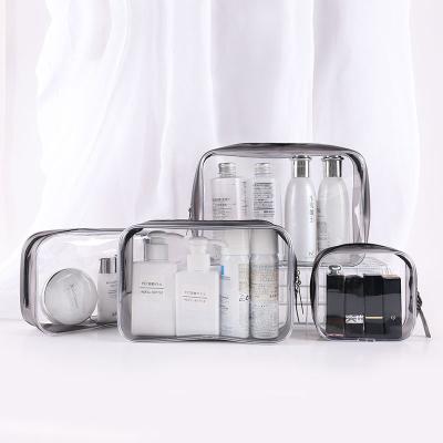 China Simple Fashion PVC Waterproof Transparent Makeup Bag Set For Women Workout for sale