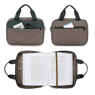 China Polyester Bsci Large Capacity Storage Portable Books Files Stationery Pencil Bag For Bible Reading Zipper Handbag for sale