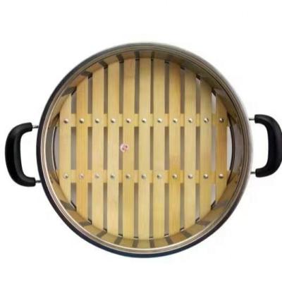 China Sustainable best sell natural bamboo 304 stainless steal steaming cooking food non stick steamer basket for sale