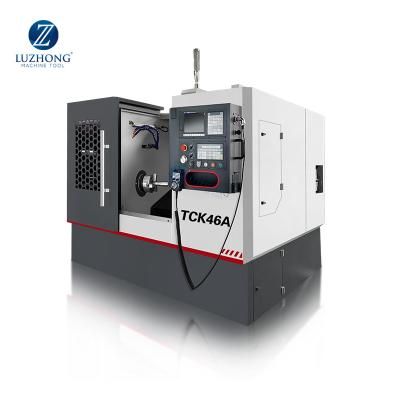 China Multi purpose metal bed working high accuracy automatic oblique cnc rotate TCK46A 5 axis cnc lathe ht5 slope bed turning center for sale