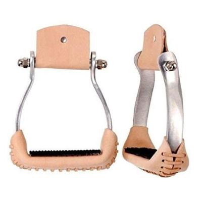 China FREE SAMPLE Comfortable Western Lightweight Aluminum Barrel Racing Saddle Grip Rubber Stirrups for sale