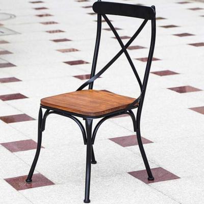 China Iron Cross Back Chair Customized American Industrial Iron Cross Back Chair, Metal Classic Cross Back Chair for sale