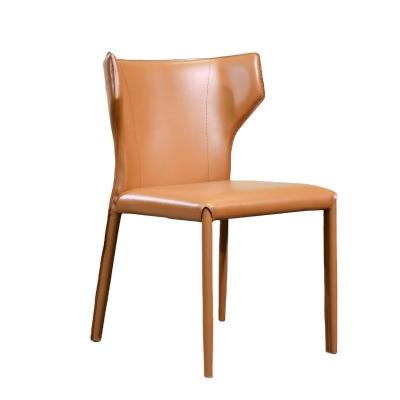 China Nordic Saddle Leather Dining Saddle Chair Leather Dining Chair Luxury Home Art Restaurant Chair Modern Minimalist Iron Backrest Leather Chair for sale