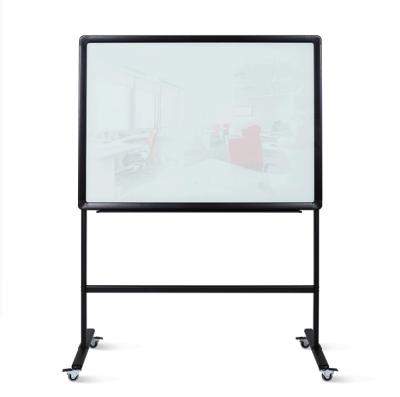 China Office Meeting Room Height Adjustable Glass Whiteboard With Stand Holder Flipchart Movable Whiteboard Made In Factory for sale