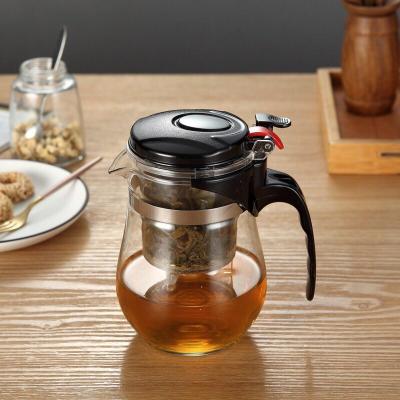 China Clear Stocked 500ml Glass Teapot 100 Percent Handmade Direct Heating Glass Teapot With Infuser for sale