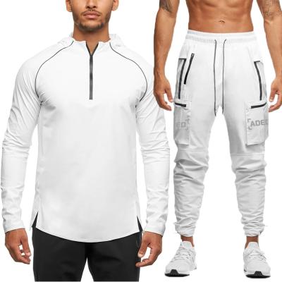 China Spring and Autumn Pure Color Windproof Fitness Yoga Wear Pants Gym Men's Sportswear Clothes Slim Fit Tracksuit for sale