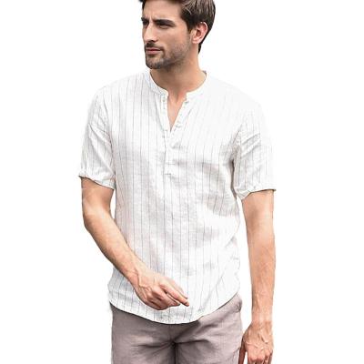 China Anti-pilling new cotton canvas shirts for men's casual men's clothing 2021 summer white shirt for sale