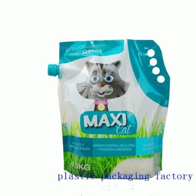 China Bentonite Cat Litter Plastic Bags Have Plastic Handles And Spouts for sale